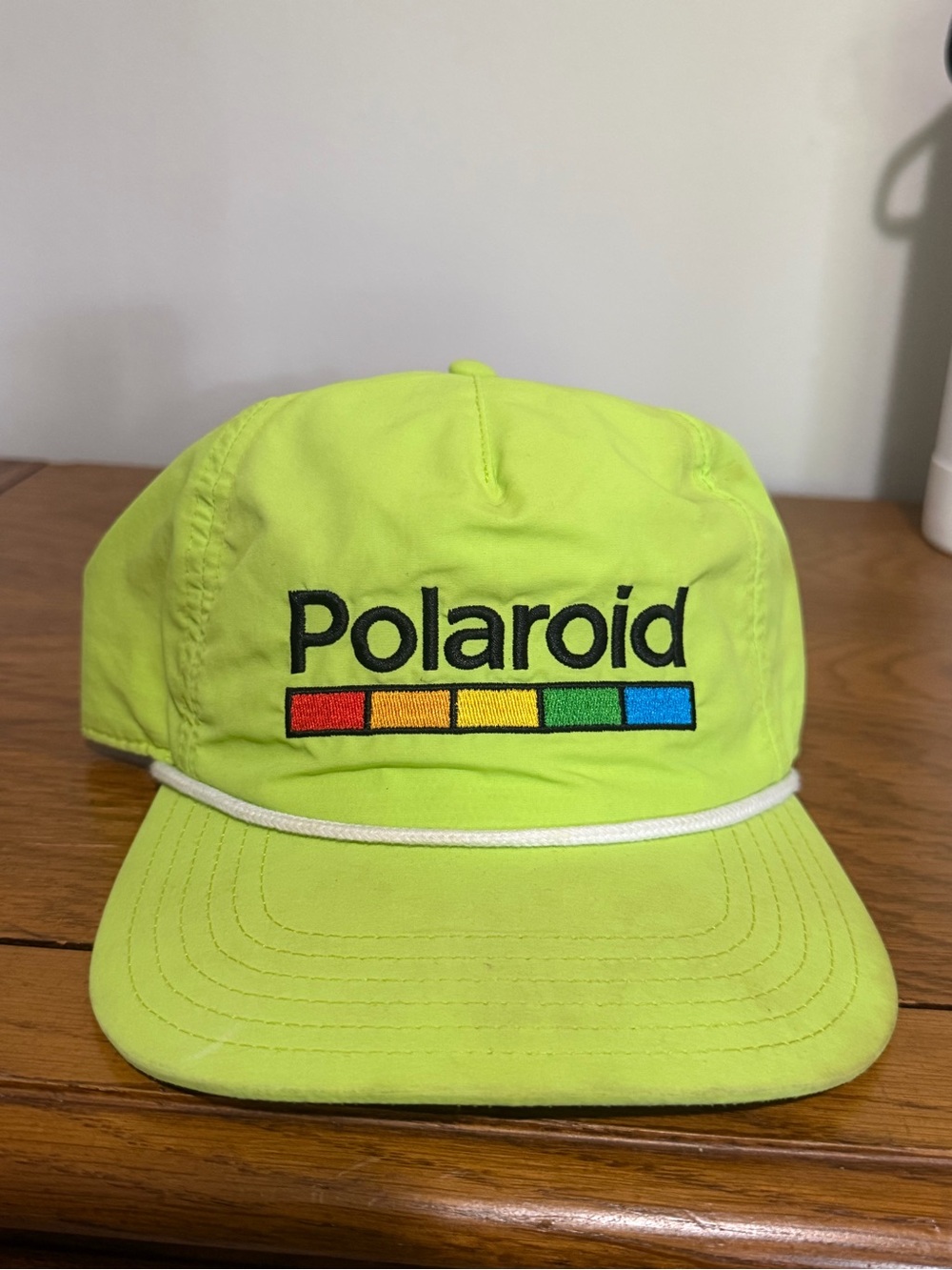 Polaroid Neon Lime Cap with Rainbow Stripe